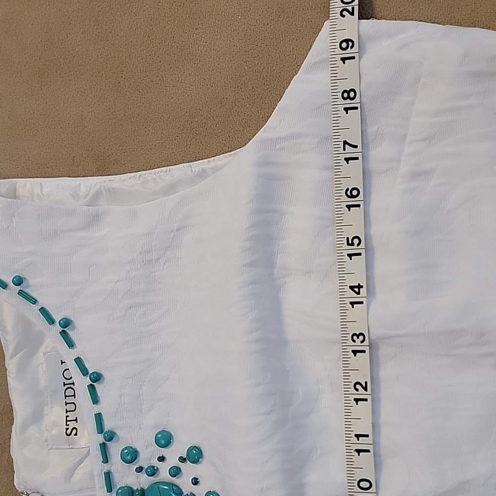 Studio I White Sleeveless Sheath Dress with Beading Size 14 EUC - Picture 8 of 12